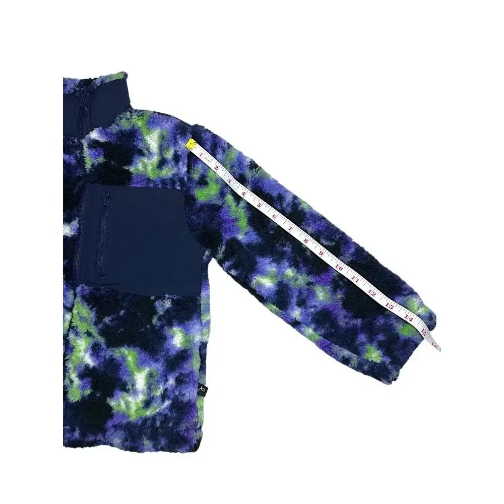 Art Class Sherpa Fleece Jacket Boys XS 4/5 Purple Blue Green Full Zip Pocket New